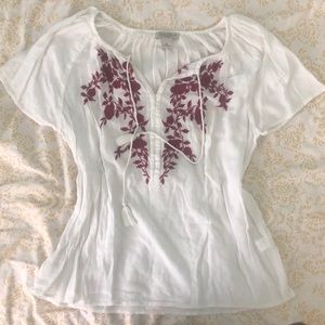 Lucky Brand Embroidered Peasant Top